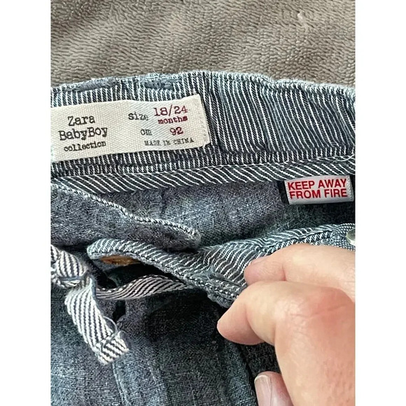 Zara BabyBoy SZ 18-24M Linen-Style Blue/Gray Long Pants Breathable Lightweight - Picture 3 of 5